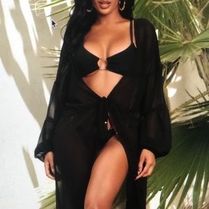 Fashion Nova Summer of Love Sheer Swim Cover Up Kimono